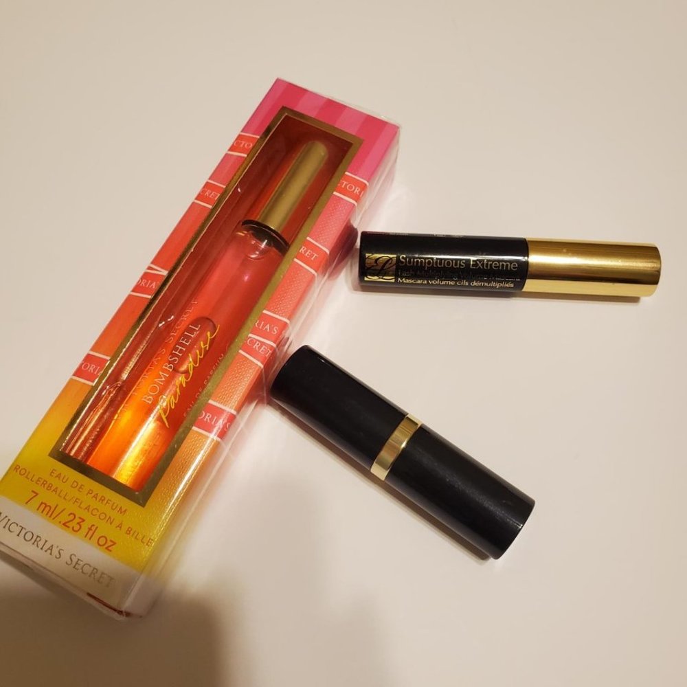 #405 Estee Lauder Pink Beach Bag w/makeup/perfume - Picture 3 of 7